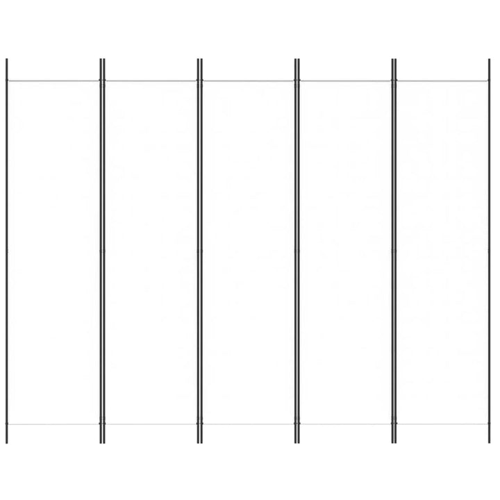 5-panels rumdeler 250x200 cm stof hvid