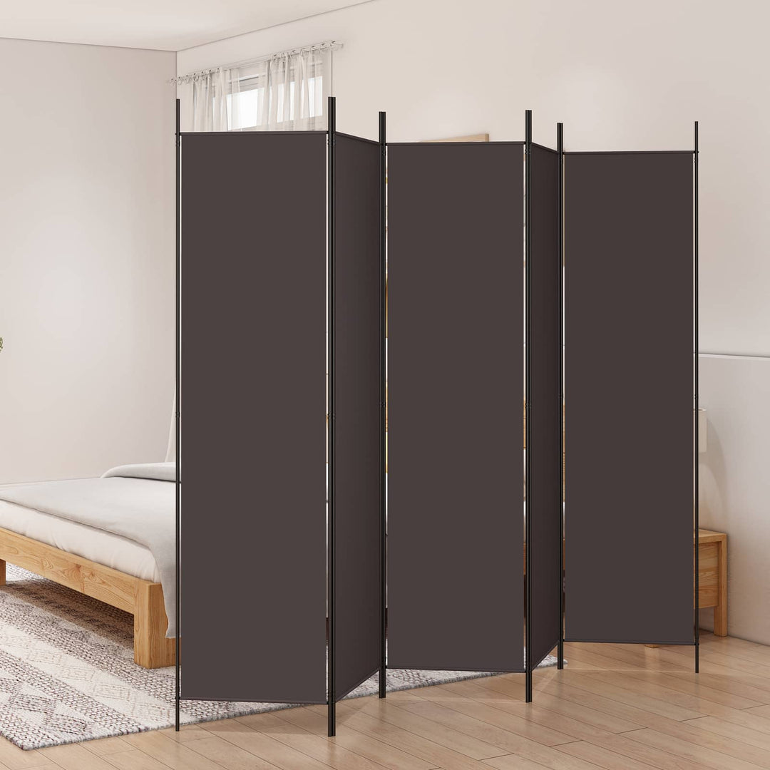5-panels rumdeler 250x200 cm stof brun