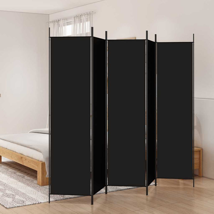 5-panels rumdeler 250x200 cm stof sort