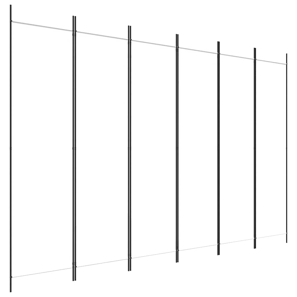 6-panels rumdeler 300x200 cm stof hvid
