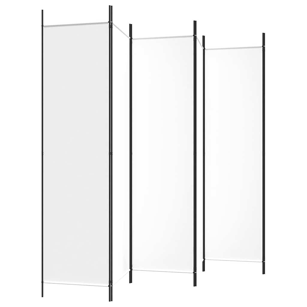 6-panels rumdeler 300x200 cm stof hvid