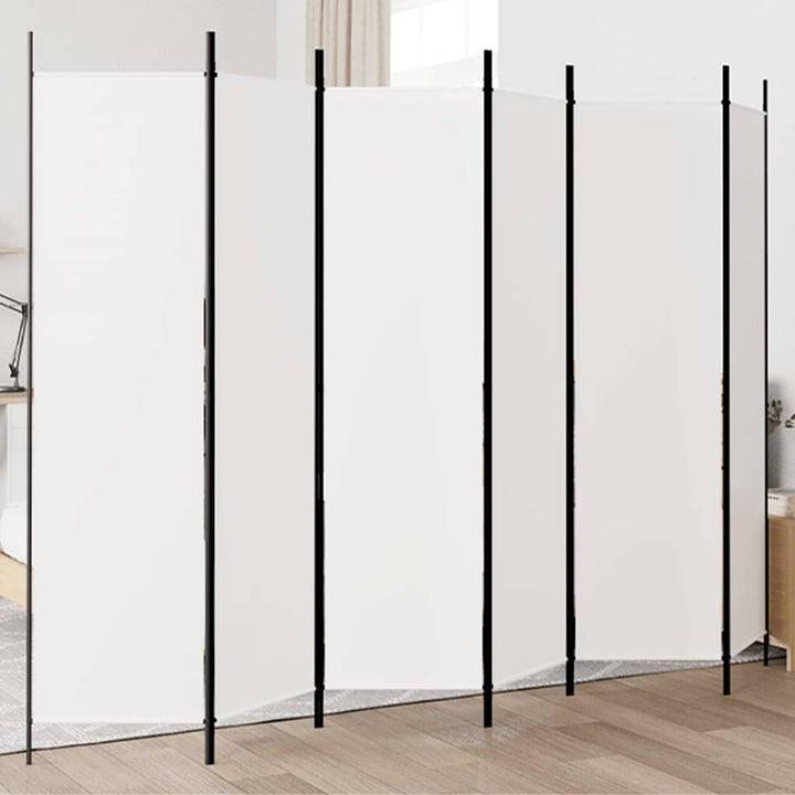 6-panels rumdeler 300x200 cm stof hvid