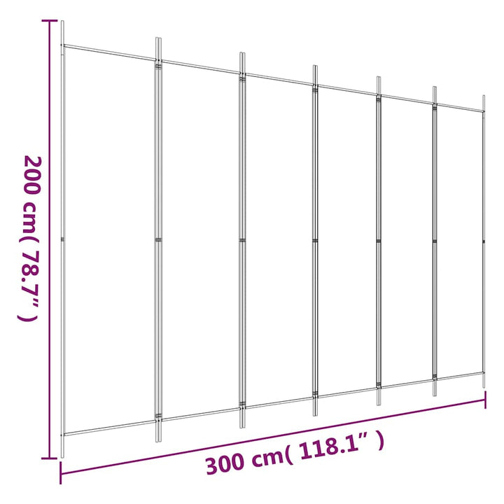6-panels rumdeler 300x200 cm stof brun