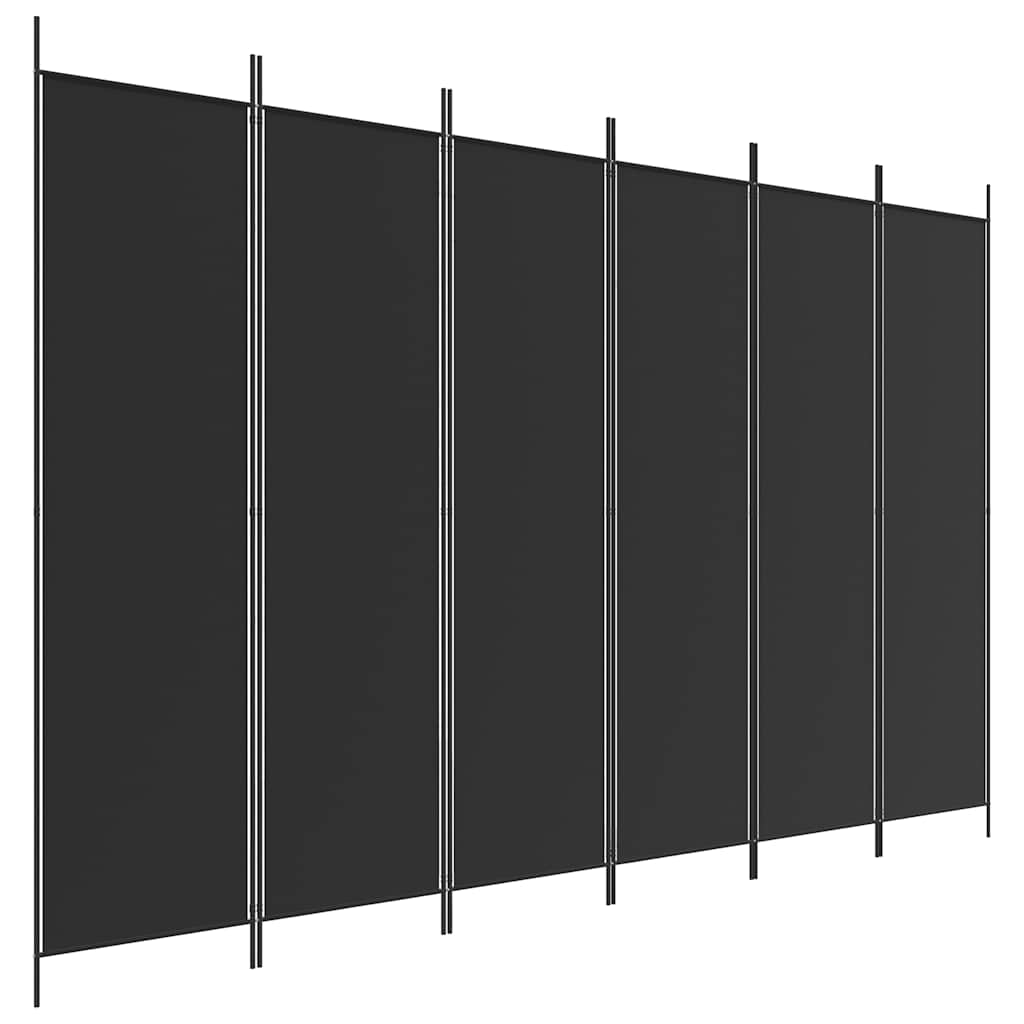 6-panels rumdeler 300x200 cm stof sort