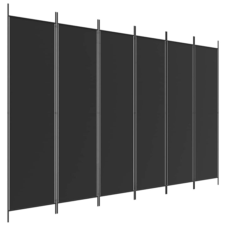 6-panels rumdeler 300x200 cm stof sort