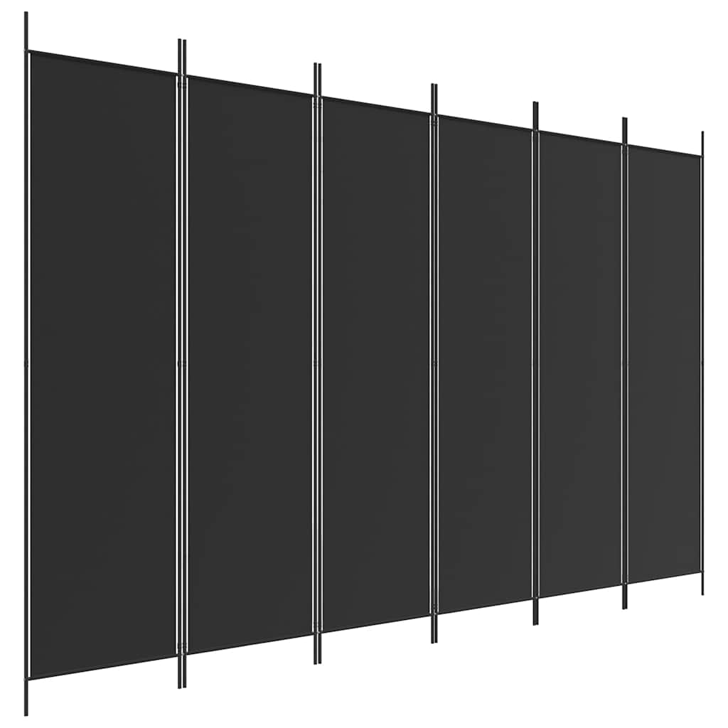 6-panels rumdeler 300x200 cm stof sort