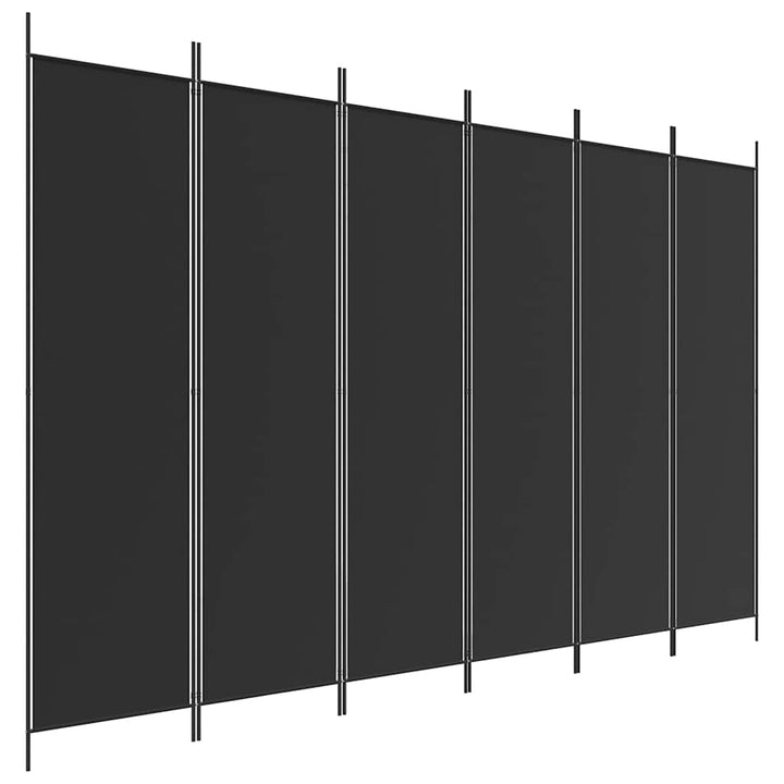 6-panels rumdeler 300x200 cm stof sort