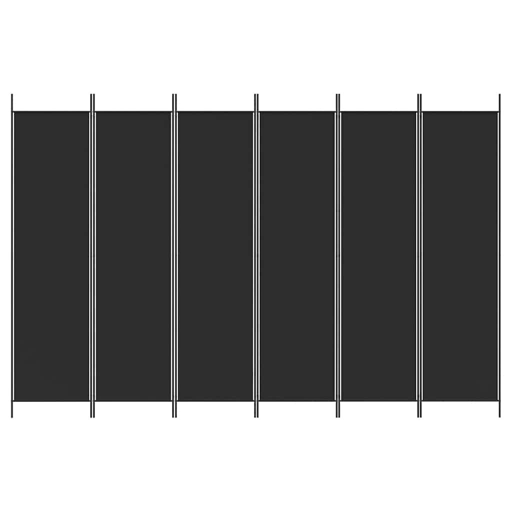 6-panels rumdeler 300x200 cm stof sort