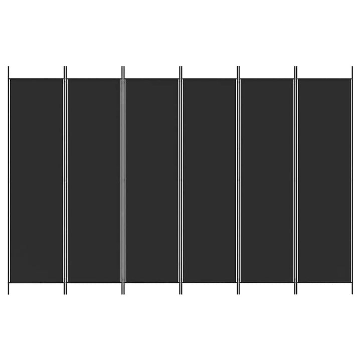 6-panels rumdeler 300x200 cm stof sort