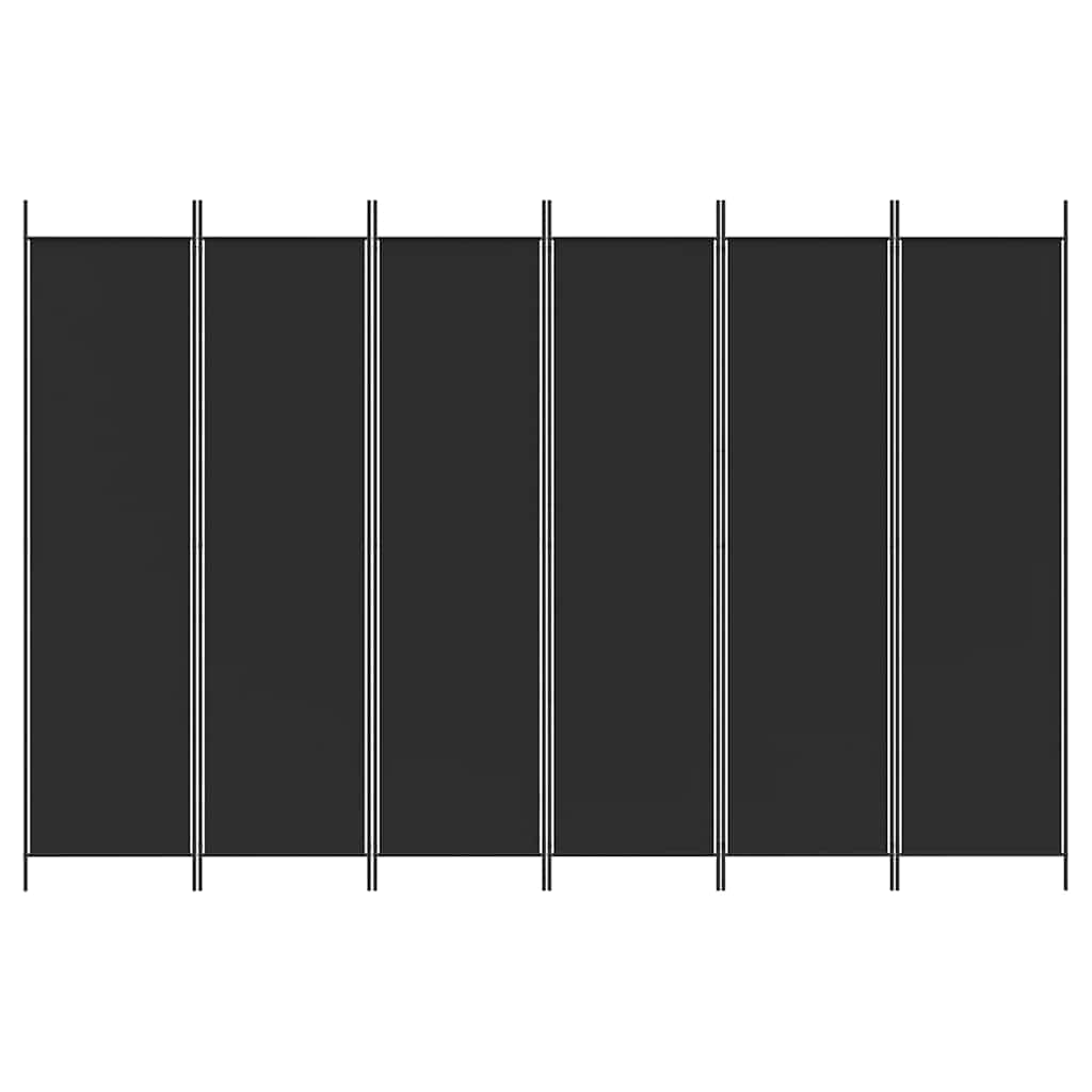 6-panels rumdeler 300x200 cm stof sort