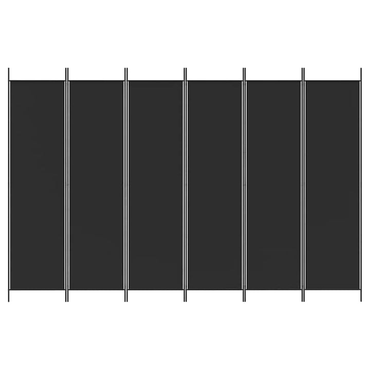 6-panels rumdeler 300x200 cm stof sort