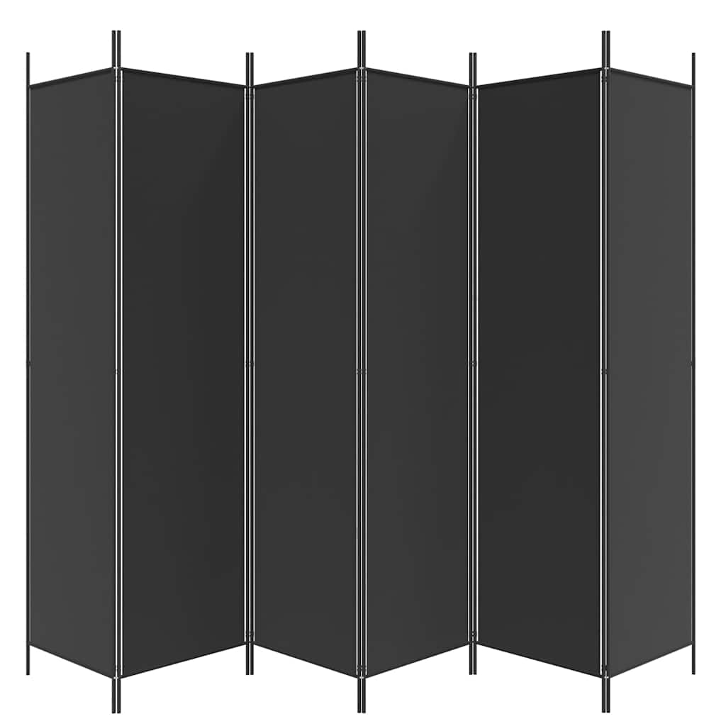 6-panels rumdeler 300x200 cm stof sort