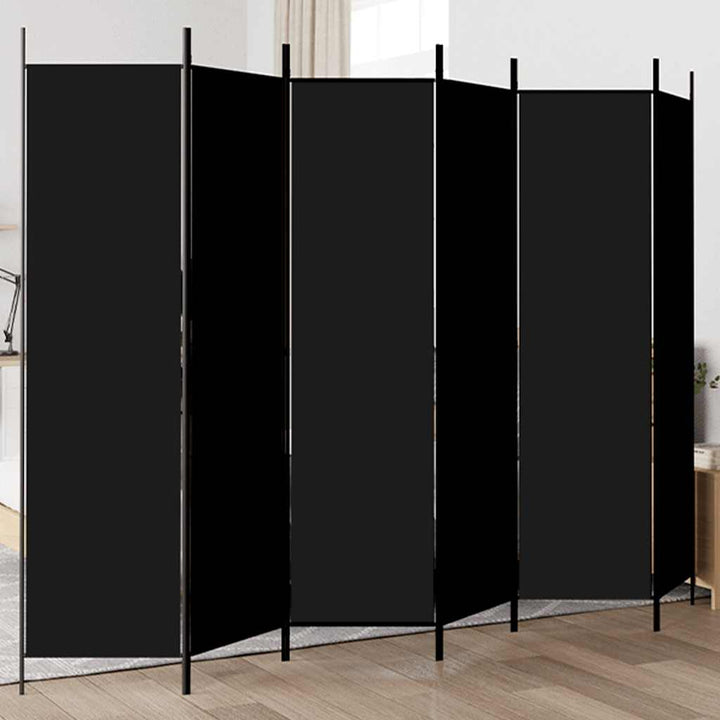 6-panels rumdeler 300x200 cm stof sort
