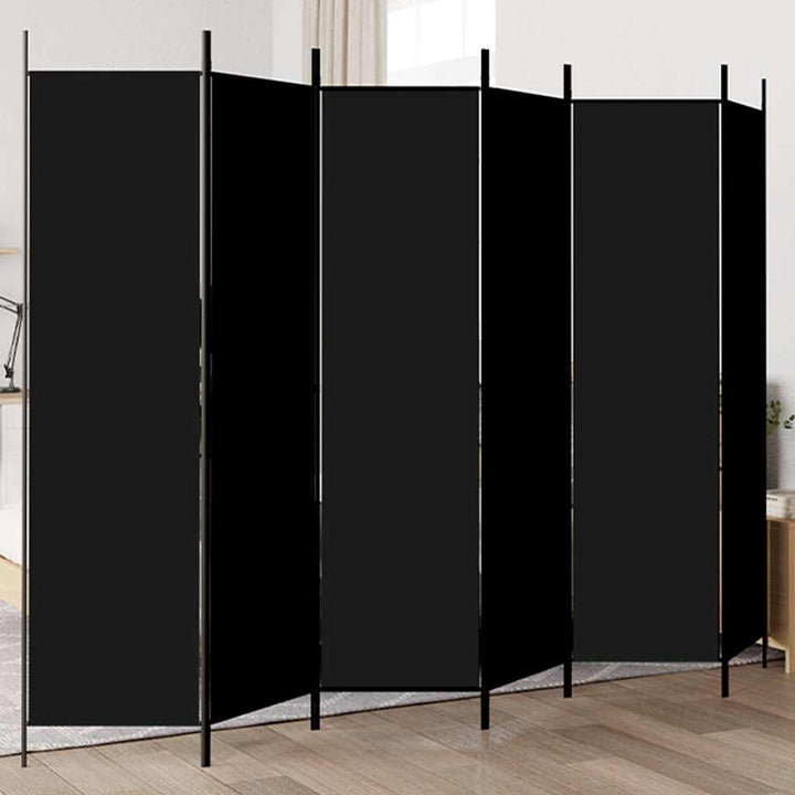 6-panels rumdeler 300x200 cm stof sort