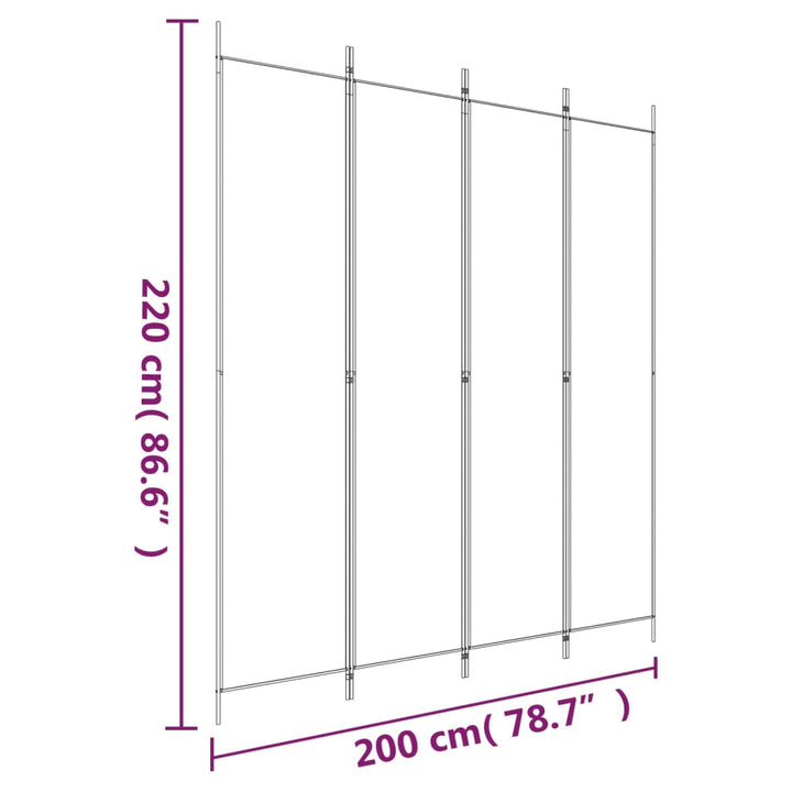 4-panels rumdeler 200x220 cm stof brun