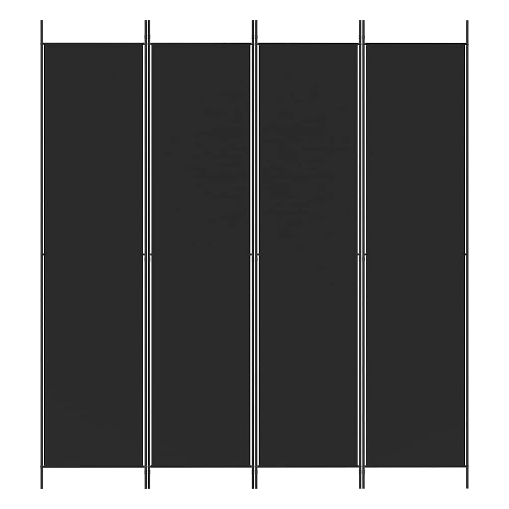 4-panels rumdeler 200x220 cm stof sort