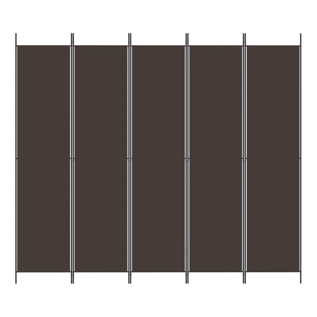 5-panels rumdeler 250x220 cm stof brun