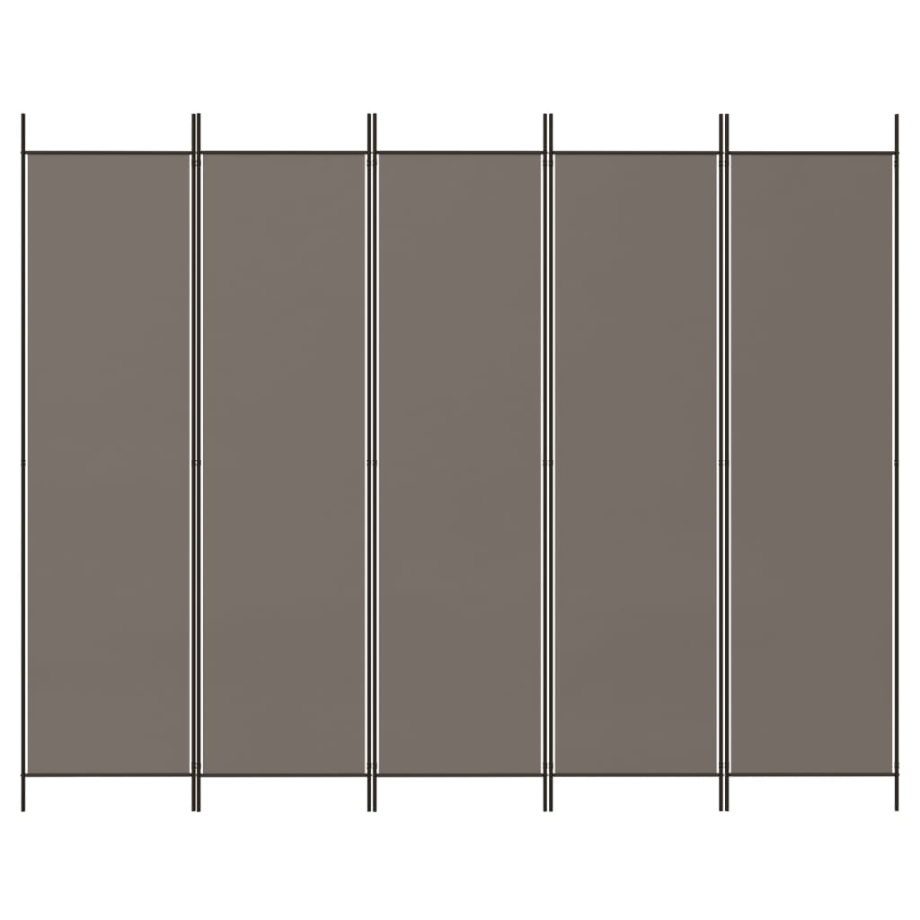 5-panels rumdeler 250x220 cm stof antracitgrå