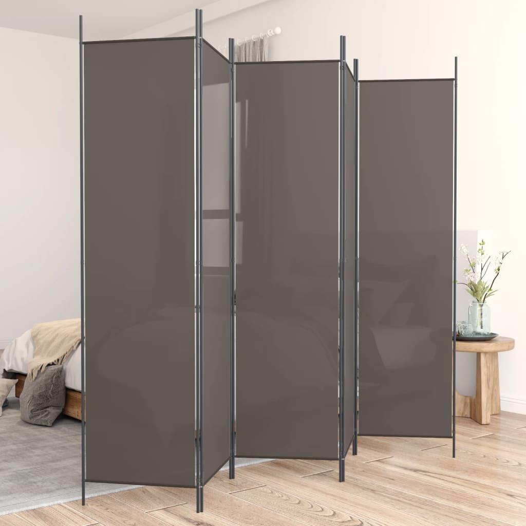 5-panels rumdeler 250x220 cm stof antracitgrå