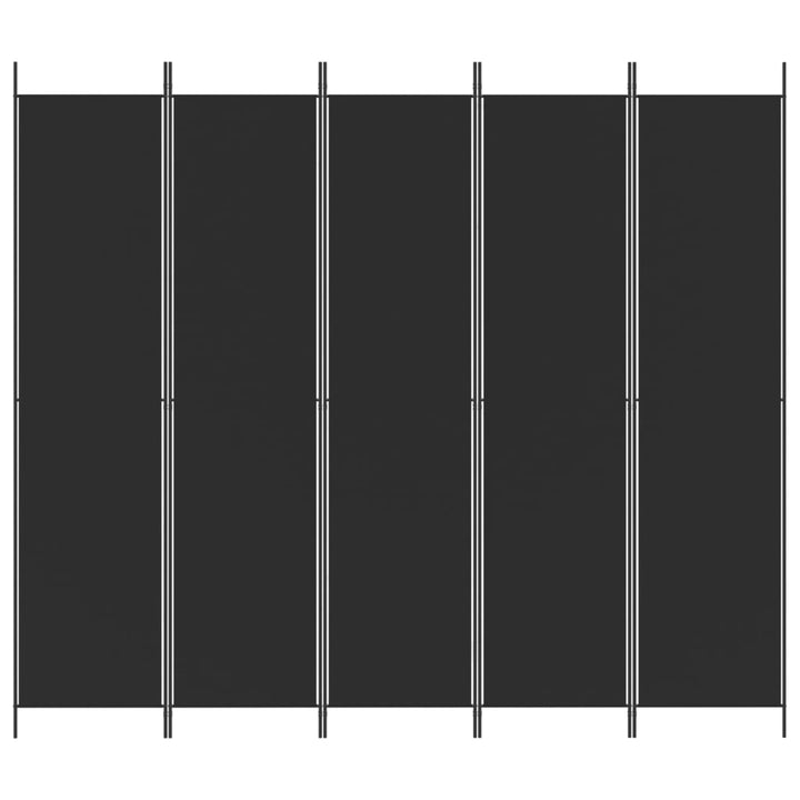 5-panels rumdeler 250x220 cm stof sort