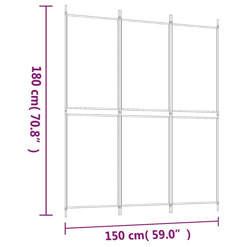 3-panels rumdeler 150x180 cm stof sort
