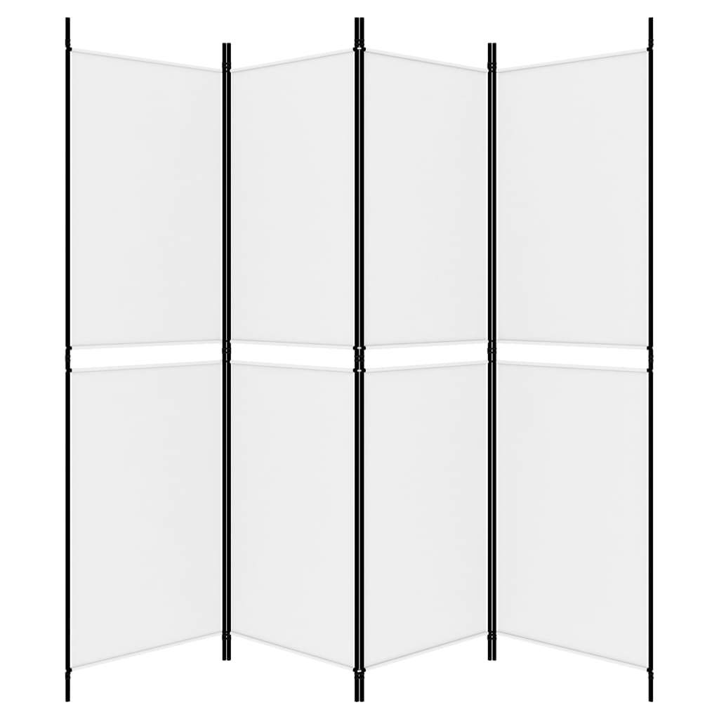 4-panels rumdeler 200x180 cm stof hvid