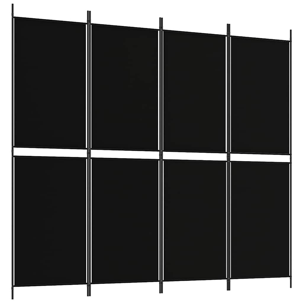 4-panels rumdeler 200x180 cm stof sort