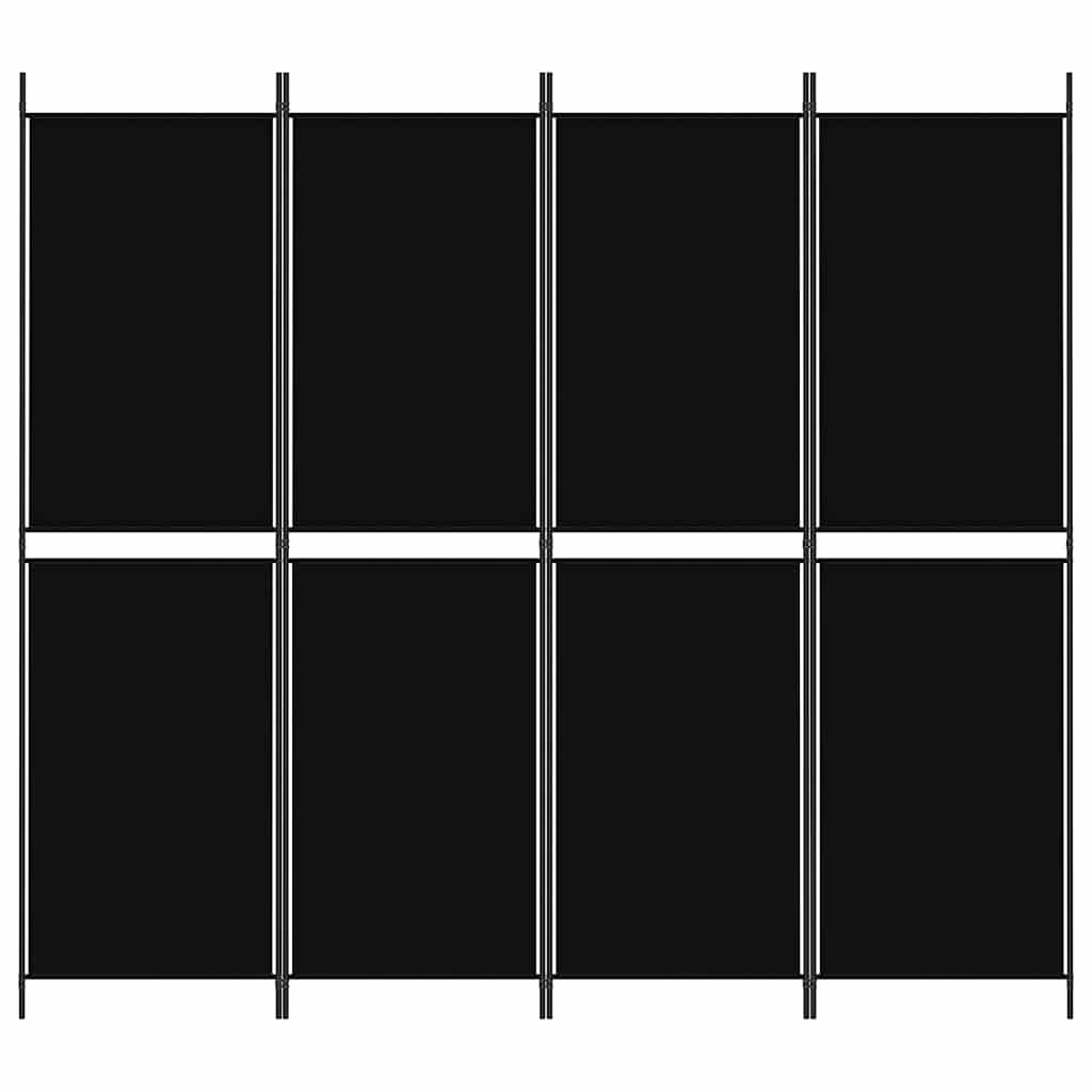 4-panels rumdeler 200x180 cm stof sort