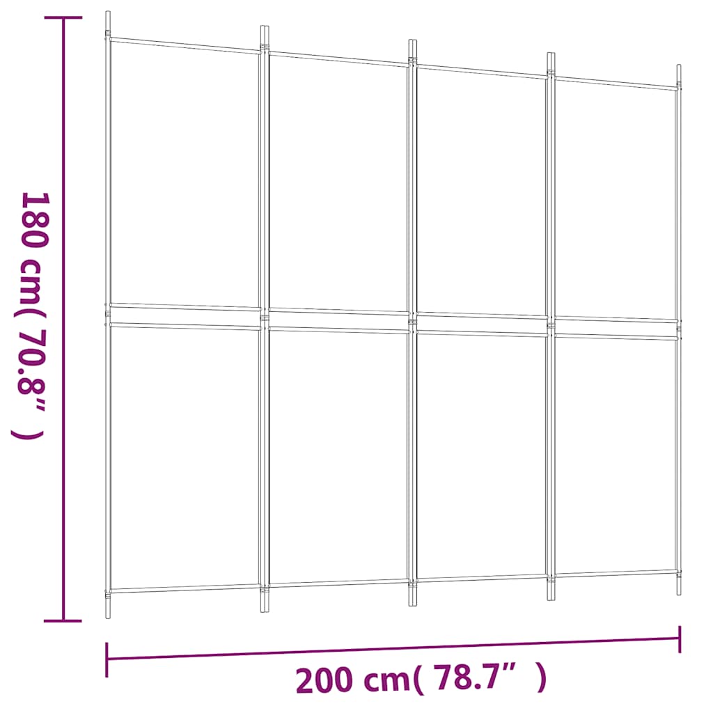 4-panels rumdeler 200x180 cm stof sort
