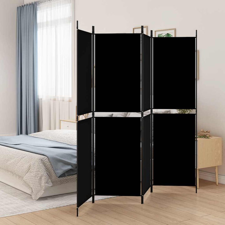 4-panels rumdeler 200x180 cm stof sort