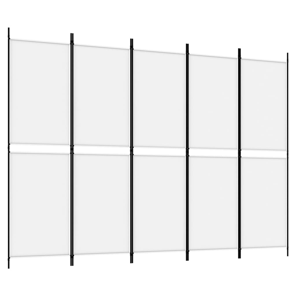 5-panels rumdeler 250x180 cm stof hvid