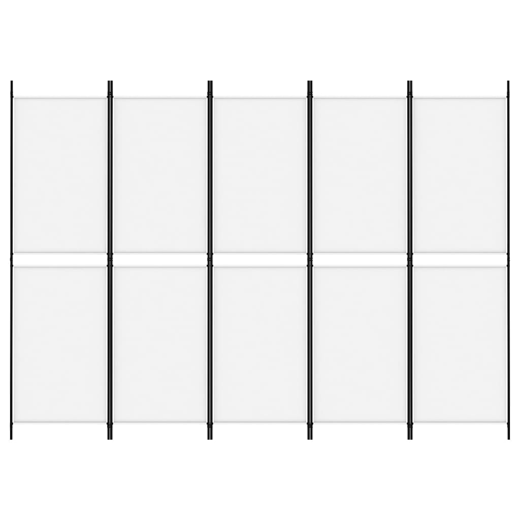 5-panels rumdeler 250x180 cm stof hvid