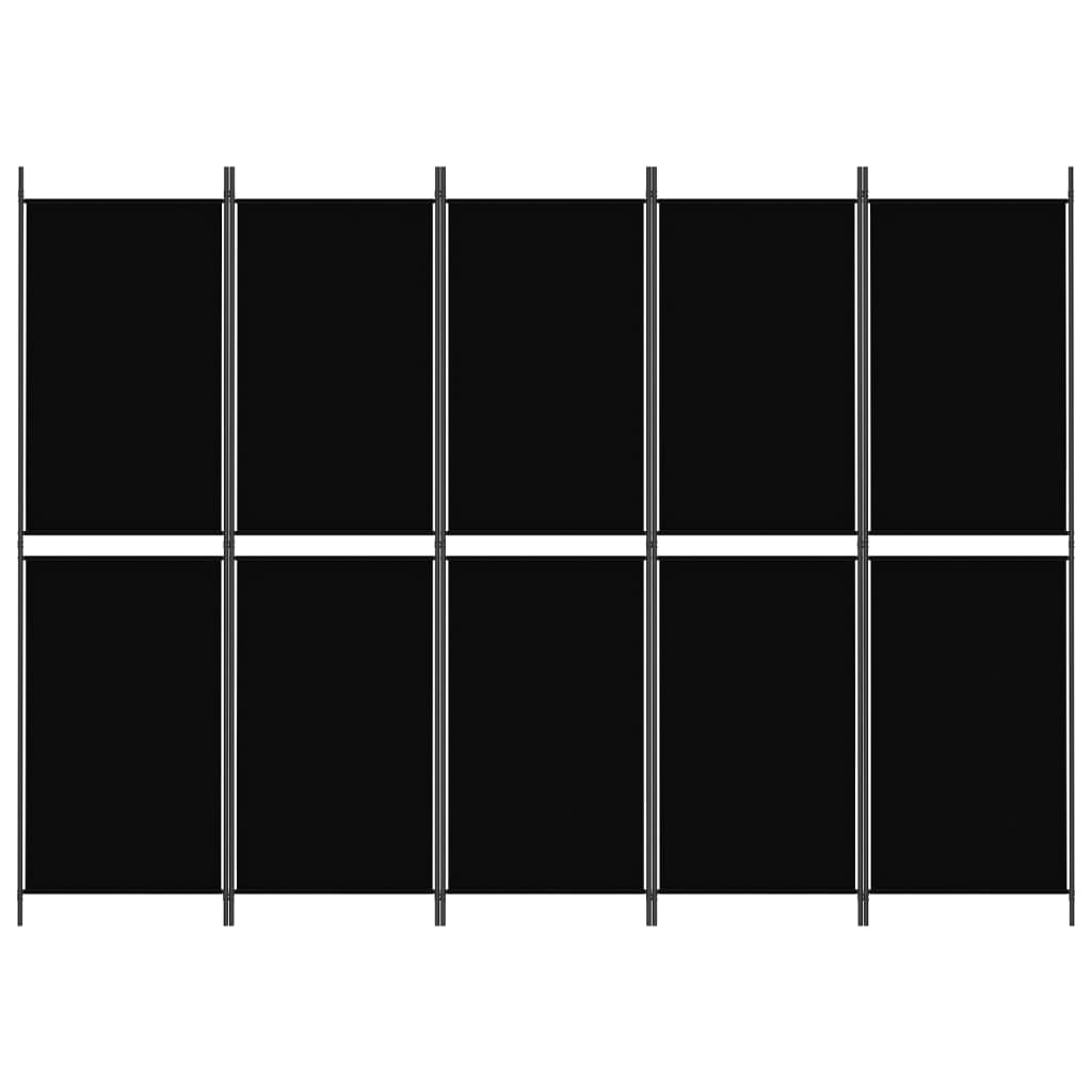 5-panels rumdeler 250x180 cm stof sort
