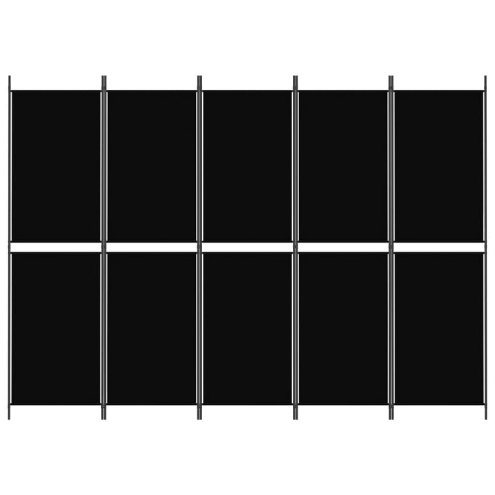 5-panels rumdeler 250x180 cm stof sort