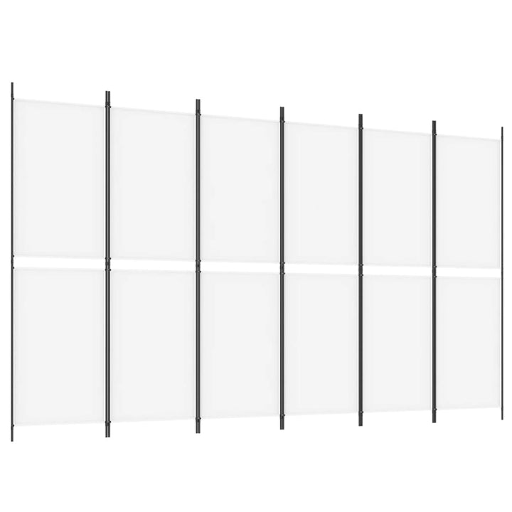 6-panels rumdeler 300x180 cm stof hvid