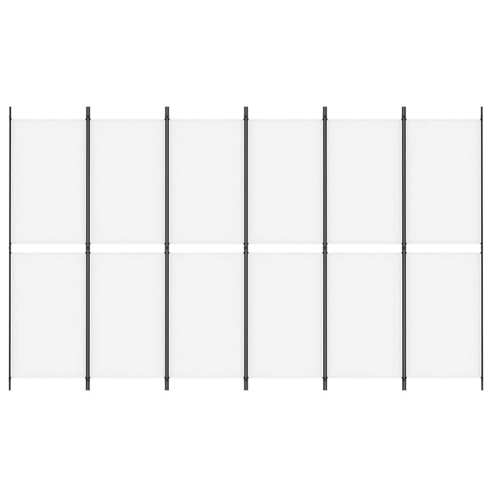 6-panels rumdeler 300x180 cm stof hvid