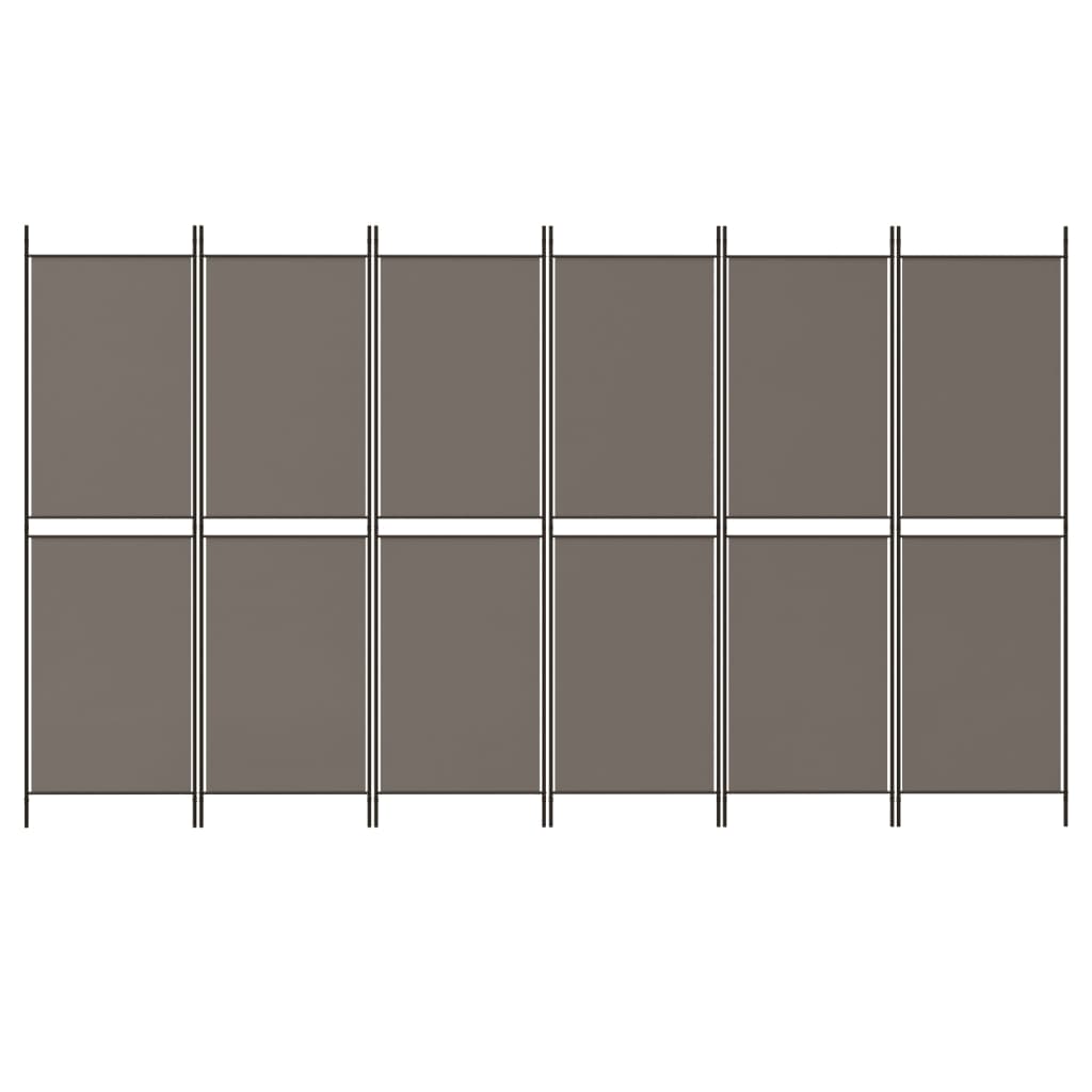 6-panels rumdeler 300x180 cm stof antracitgrå