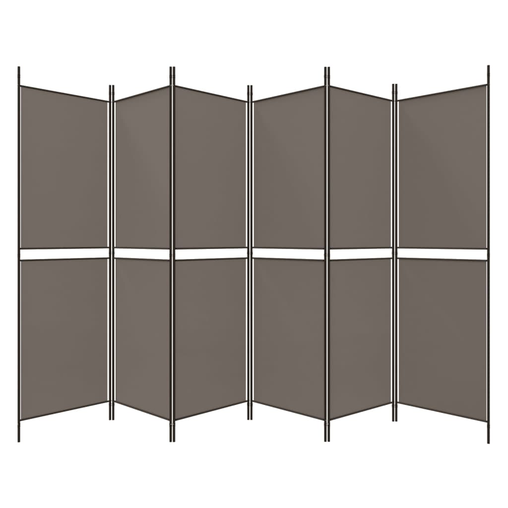 6-panels rumdeler 300x180 cm stof antracitgrå