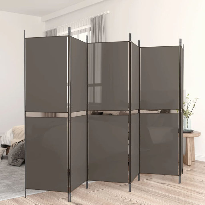 6-panels rumdeler 300x180 cm stof antracitgrå