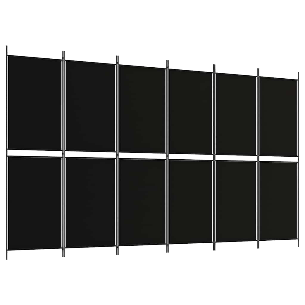 6-panels rumdeler 300x180 cm stof sort