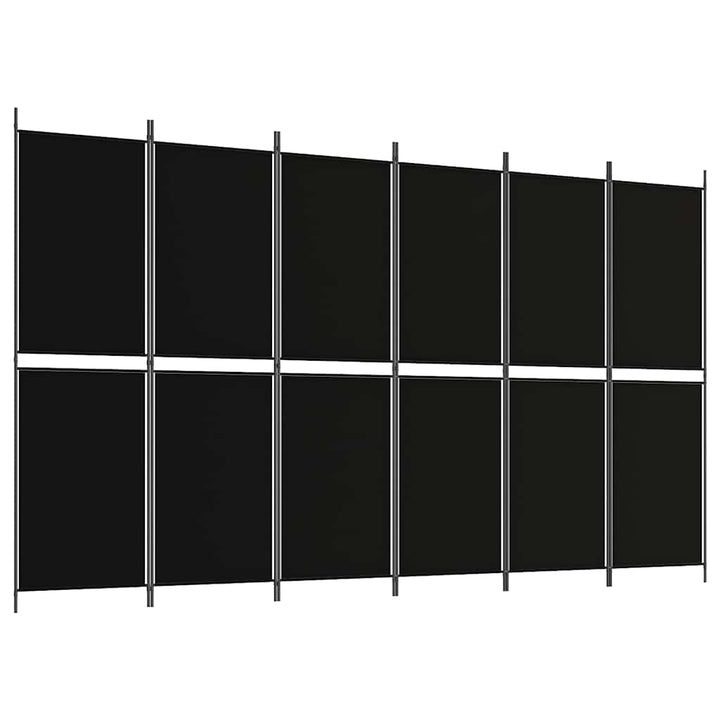 6-panels rumdeler 300x180 cm stof sort