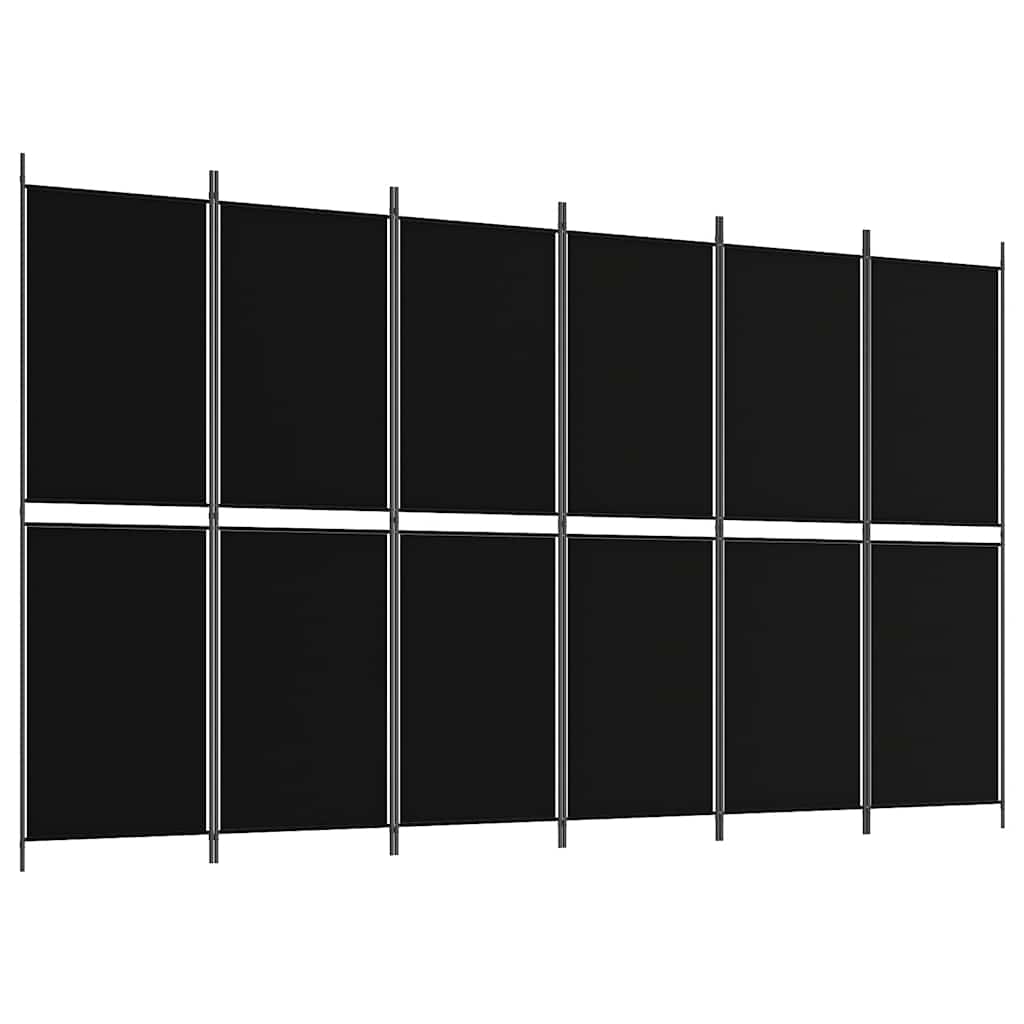 6-panels rumdeler 300x180 cm stof sort
