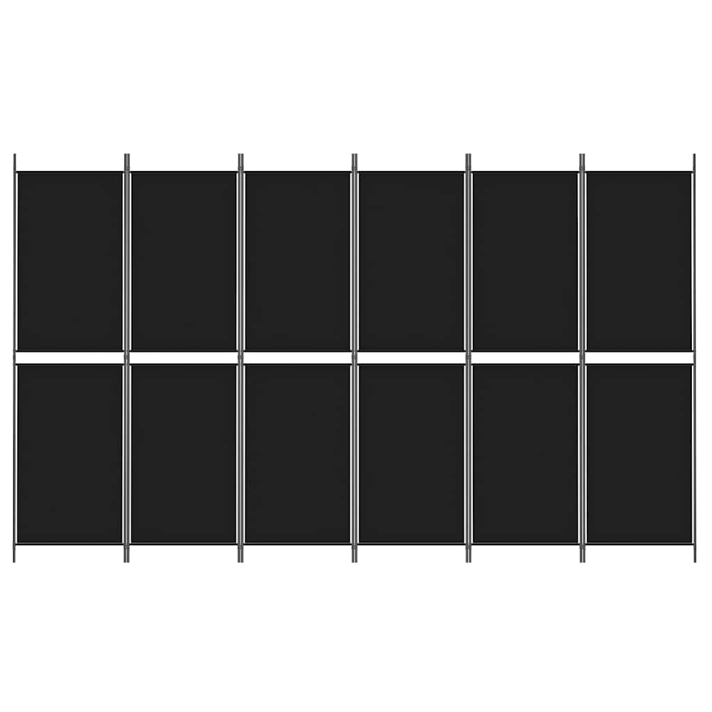 6-panels rumdeler 300x180 cm stof sort