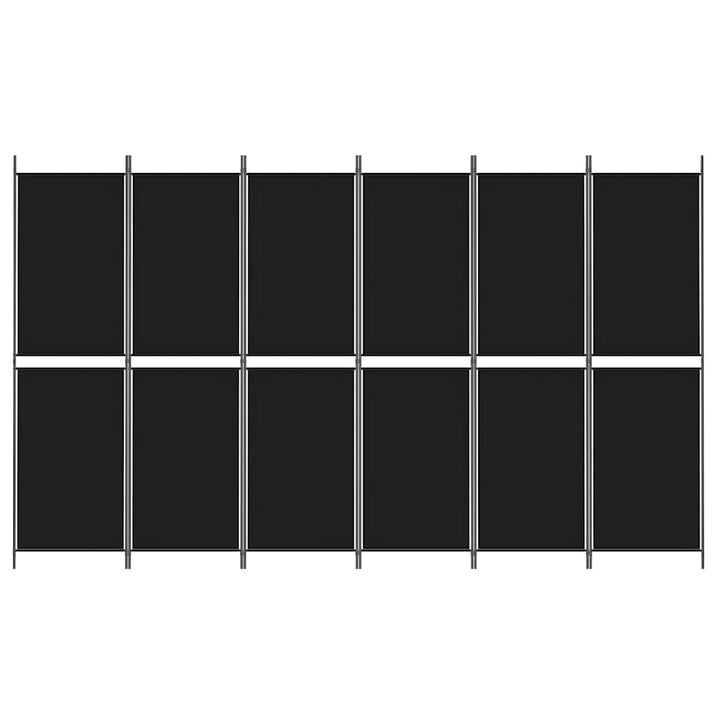6-panels rumdeler 300x180 cm stof sort