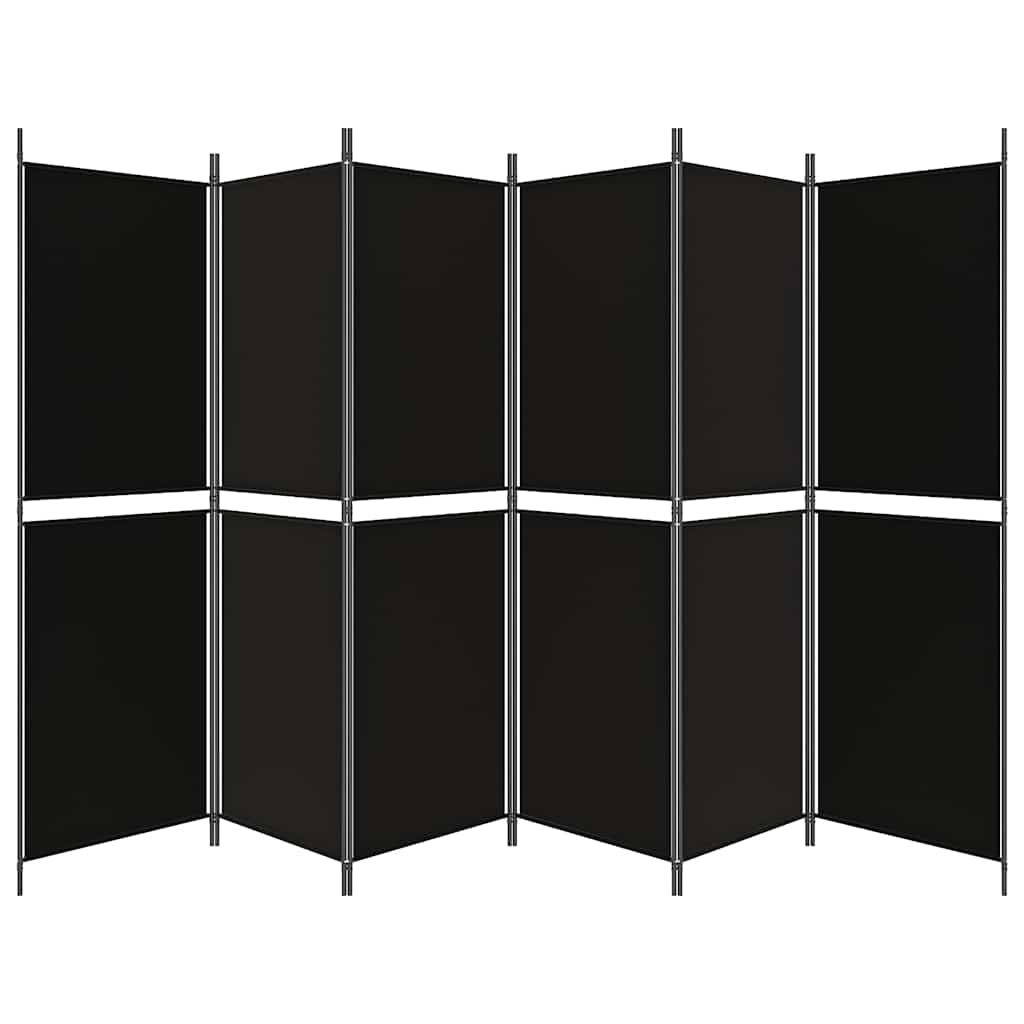 6-panels rumdeler 300x180 cm stof sort