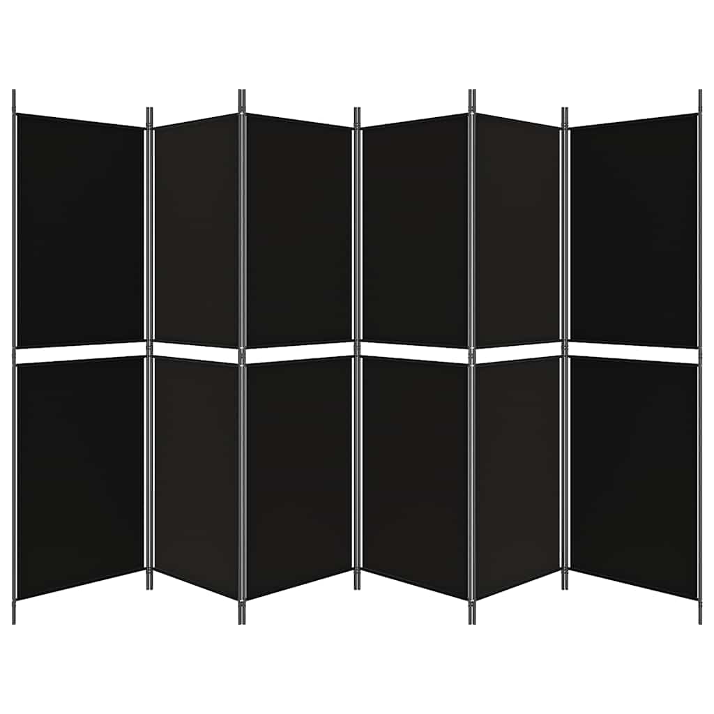 6-panels rumdeler 300x180 cm stof sort