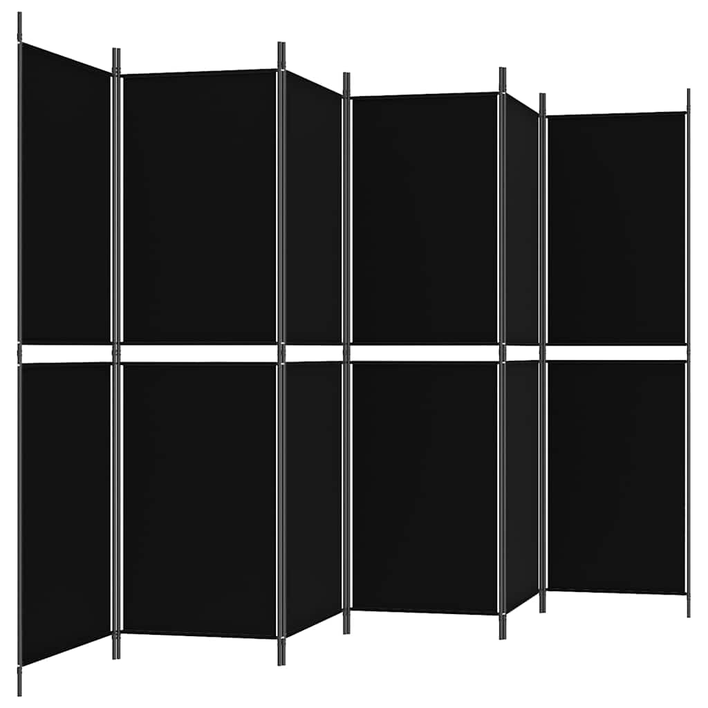6-panels rumdeler 300x180 cm stof sort