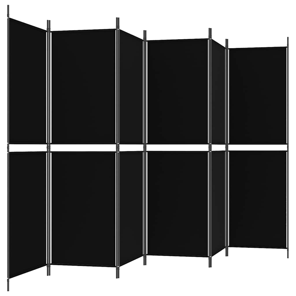 6-panels rumdeler 300x180 cm stof sort