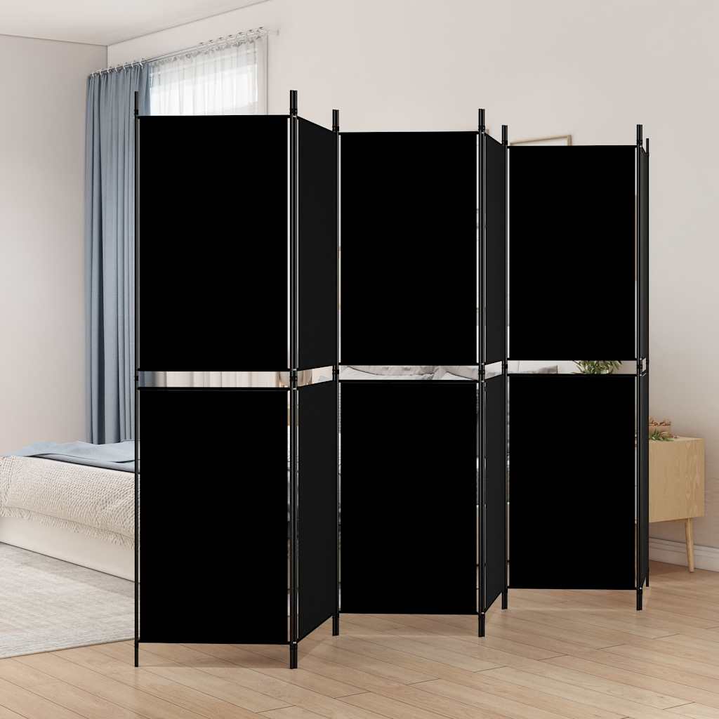 6-panels rumdeler 300x180 cm stof sort