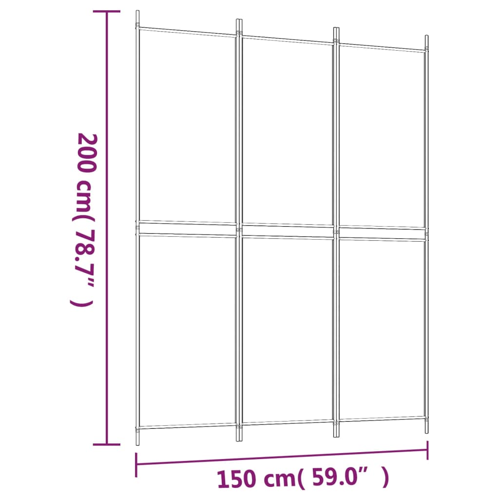 3-panels rumdeler 150x200 cm stof brun